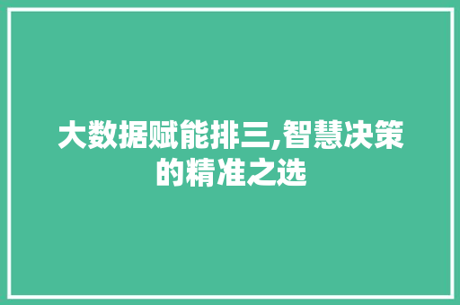 大数据赋能排三,智慧决策的精准之选