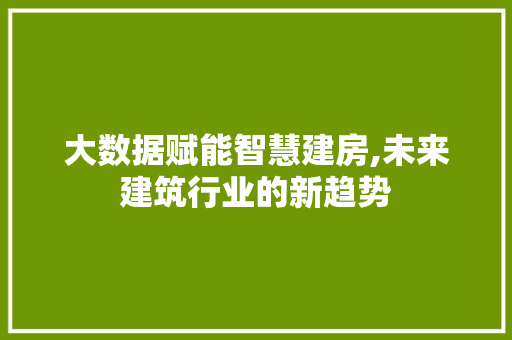 大数据赋能智慧建房,未来建筑行业的新趋势