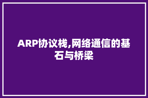 ARP协议栈,网络通信的基石与桥梁