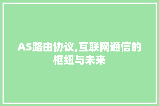 AS路由协议,互联网通信的枢纽与未来