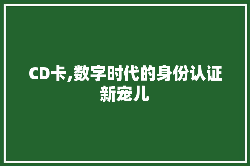 CD卡,数字时代的身份认证新宠儿