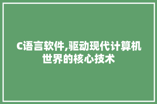 C语言软件,驱动现代计算机世界的核心技术