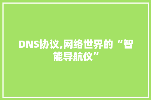 DNS协议,网络世界的“智能导航仪”