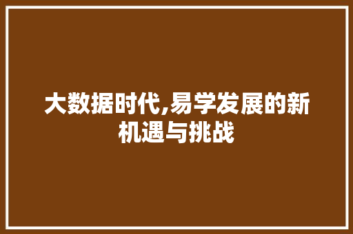 大数据时代,易学发展的新机遇与挑战