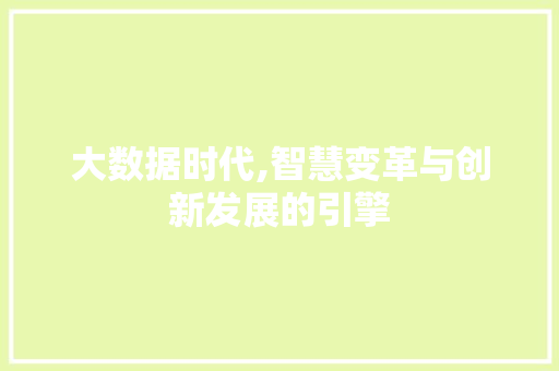 大数据时代,智慧变革与创新发展的引擎