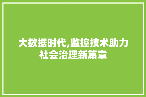 大数据时代,监控技术助力社会治理新篇章