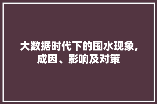 大数据时代下的囤水现象,成因、影响及对策