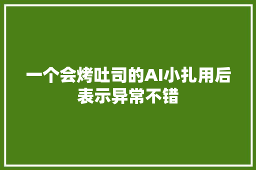 一个会烤吐司的AI小扎用后表示异常不错