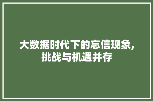 大数据时代下的忘信现象,挑战与机遇并存