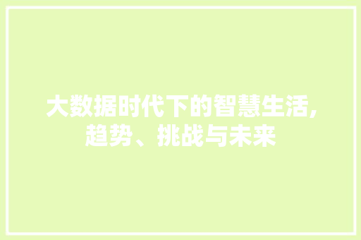 大数据时代下的智慧生活,趋势、挑战与未来