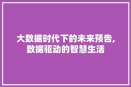 大数据时代下的未来预告,数据驱动的智慧生活