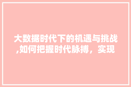 大数据时代下的机遇与挑战,如何把握时代脉搏，实现智能未来