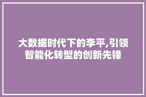 大数据时代下的李平,引领智能化转型的创新先锋