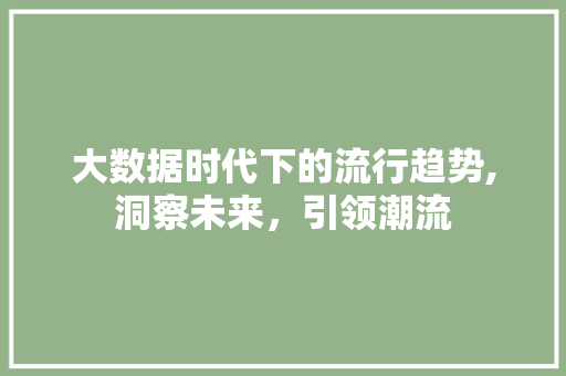 大数据时代下的流行趋势,洞察未来，引领潮流