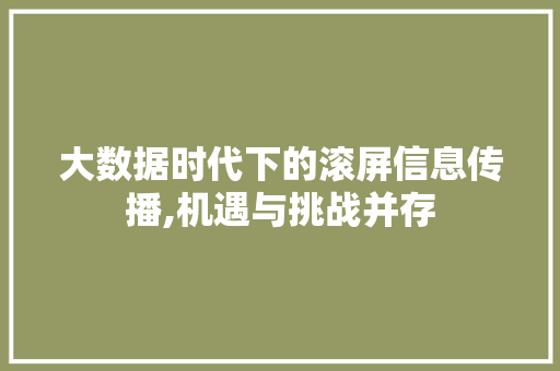 大数据时代下的滚屏信息传播,机遇与挑战并存