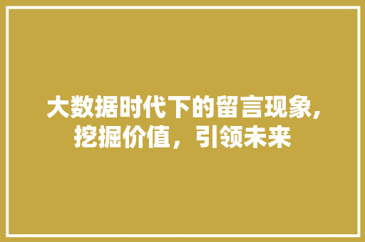 大数据时代下的留言现象,挖掘价值，引领未来