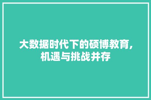 大数据时代下的硕博教育,机遇与挑战并存