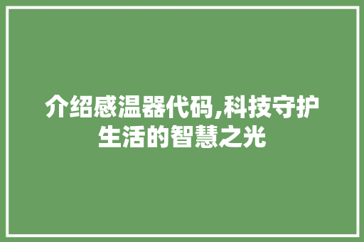 介绍感温器代码,科技守护生活的智慧之光