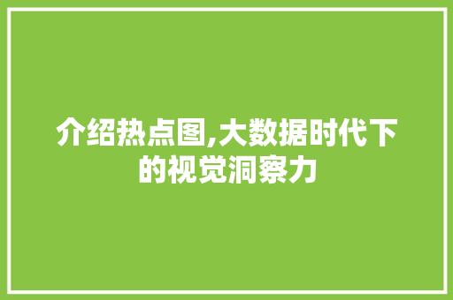 介绍热点图,大数据时代下的视觉洞察力