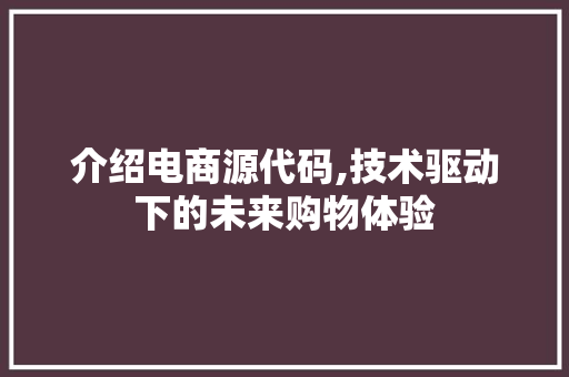 介绍电商源代码,技术驱动下的未来购物体验