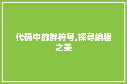 代码中的胖符号,探寻编程之美