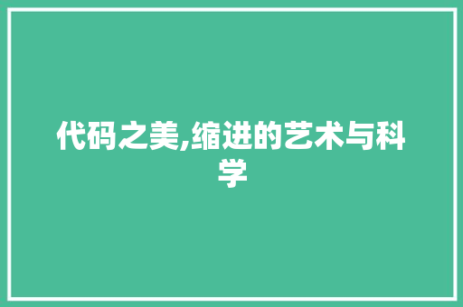 代码之美,缩进的艺术与科学