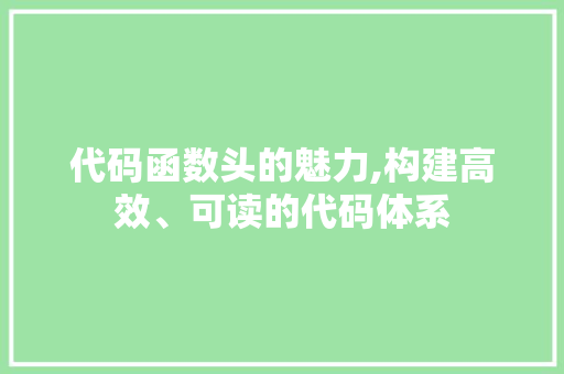 代码函数头的魅力,构建高效、可读的代码体系