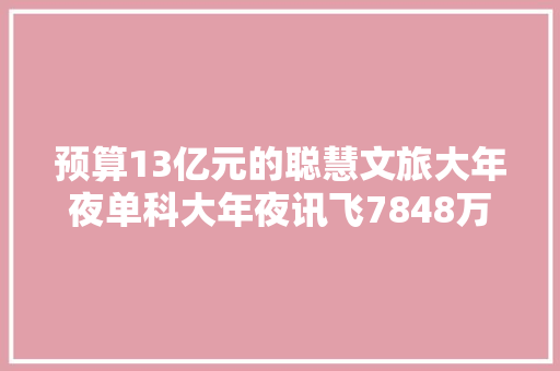 预算13亿元的聪慧文旅大年夜单科大年夜讯飞7848万元拿下