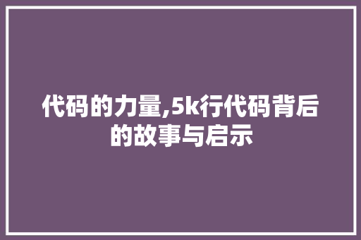 代码的力量,5k行代码背后的故事与启示