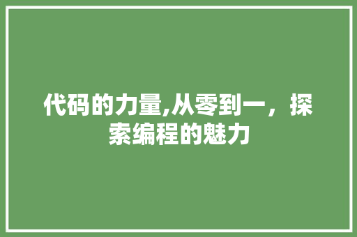 代码的力量,从零到一，探索编程的魅力