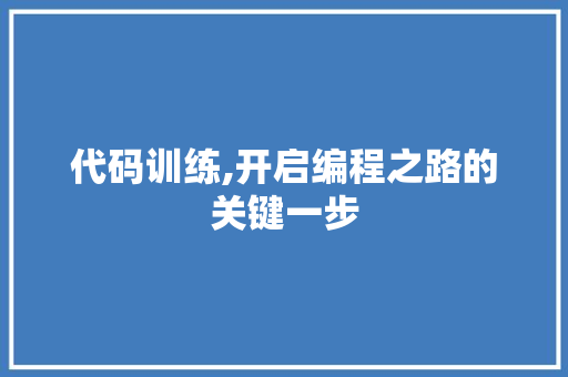 代码训练,开启编程之路的关键一步