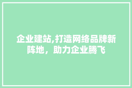 企业建站,打造网络品牌新阵地，助力企业腾飞