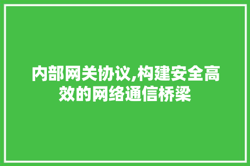 内部网关协议,构建安全高效的网络通信桥梁