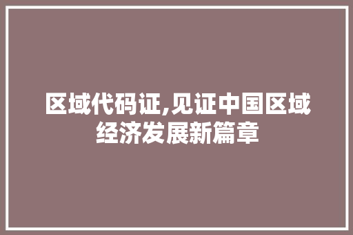 区域代码证,见证中国区域经济发展新篇章