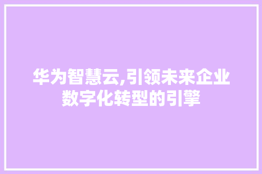 华为智慧云,引领未来企业数字化转型的引擎