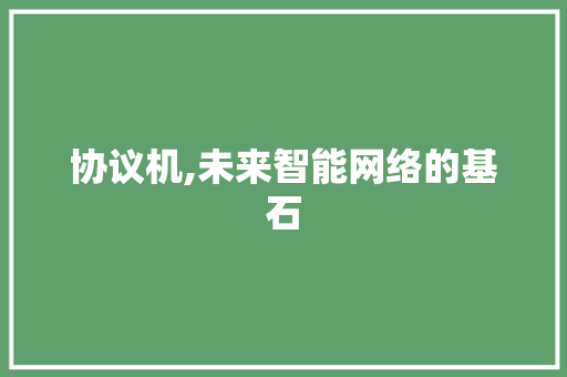 协议机,未来智能网络的基石