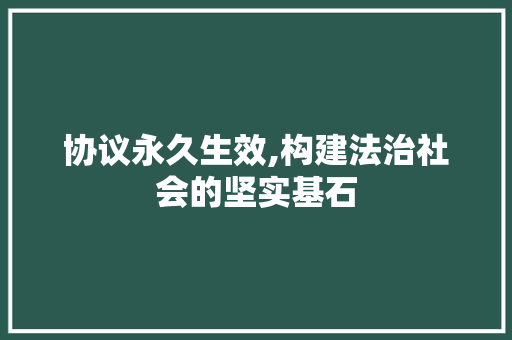 协议永久生效,构建法治社会的坚实基石