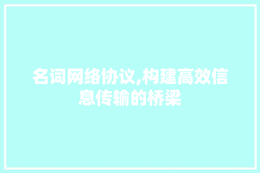 名词网络协议,构建高效信息传输的桥梁