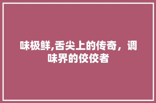 味极鲜,舌尖上的传奇，调味界的佼佼者