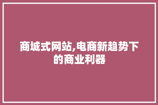 商城式网站,电商新趋势下的商业利器