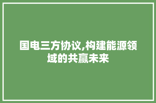 国电三方协议,构建能源领域的共赢未来