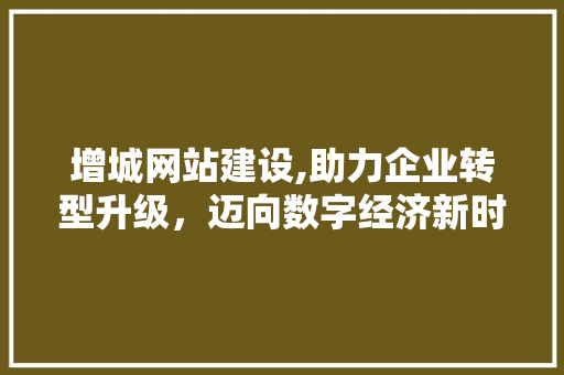 增城网站建设,助力企业转型升级，迈向数字经济新时代