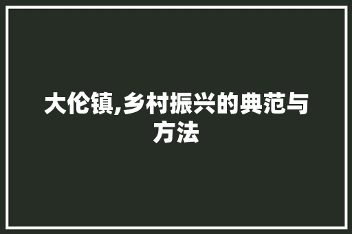 大伦镇,乡村振兴的典范与方法