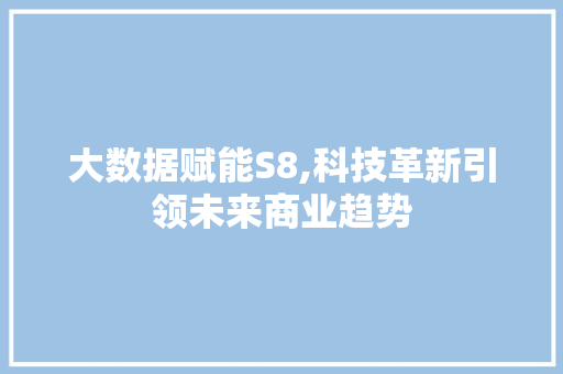 大数据赋能S8,科技革新引领未来商业趋势