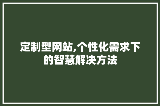 定制型网站,个性化需求下的智慧解决方法