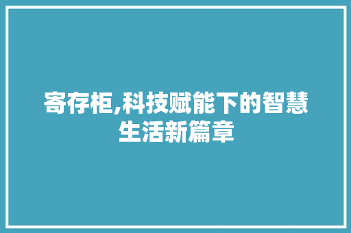 寄存柜,科技赋能下的智慧生活新篇章