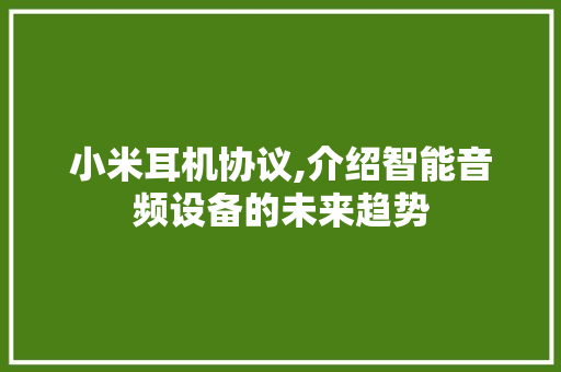 小米耳机协议,介绍智能音频设备的未来趋势