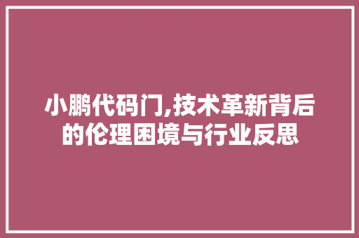 小鹏代码门,技术革新背后的伦理困境与行业反思