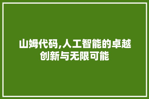 山姆代码,人工智能的卓越创新与无限可能