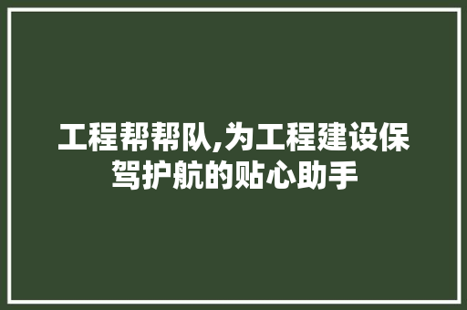 工程帮帮队,为工程建设保驾护航的贴心助手